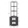 VECELO 63" Tall Corner Bookshelf 6-Tier Corner Shelf Standing Cabinet Organizer with LED Light and Charging Station, Small Space, Brown/Gray - 2 of 4