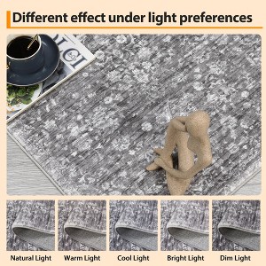 Area Rug, Machine Washable Vintage Floral Rug with Non-Slip Backing, Low Pile Pearl Velvet Floor Carpet, Lightweight Foldable Soft Rug for Bedroom - 1 of 4