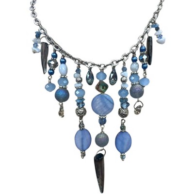 Michelle Marie Boutique's  Gemstone Cluster Bib Necklace  Tiger Eye, Blue Agate, African Turquoise, Amazonite