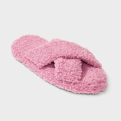 Image of Women's Super Soft Fleece Crossover Slide Slipper Socks - Stars Above™ Purple M/L