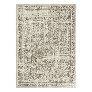 Washable Vintage Distressed Floral Print Area Rugs for Bedroom Living Room, Soft Non Slip Low Pile Carpet - 1 of 4