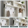 SinCiDo 59" Shoe Racks with 20 Shoe Cubbies & 12 Coat Hooks & Sliding Barn Doors, Farmhouse Entryway Hutch, White - 3 of 4