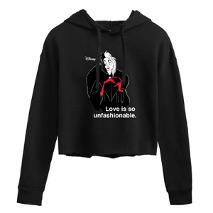 Women's - Disney Villains - Cruella De Vil Love Unfasionable Cropped Graphic Hoodie - 1 of 3