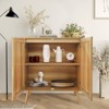Rattan Buffet Cabinet with Storage, Adjustable Shelves, Wood Feet, Entryway Storage Cabinet, for Dining Room, Hallway, Entryway - 3 of 4