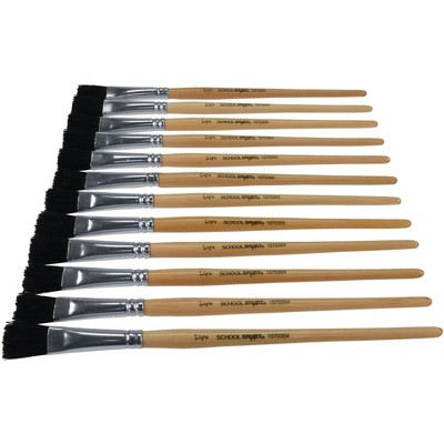 School Smart Black Bristle Short Handle Paint Brush, 1/2 Inch, pk of 12