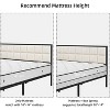 Queen Size Metal Bed Frame with Upholstered Square Stitched Headboard, Faux Leather Platform Bed Frame, Steel Slats Support, Beige - 4 of 4