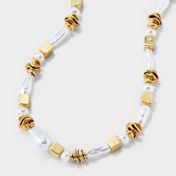 SUGARFIX by BaubleBar Pearl Mixed Bead Necklace - Gold