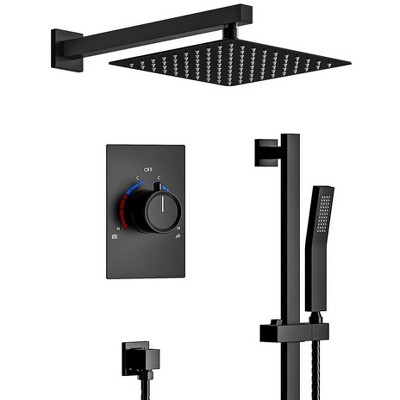 YAWWALK 2-Spray Wall Mount Dual Fixed and Adjustable Handheld Shower Head with Slide Bar