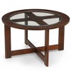 Cylina Solid Wood Glass Top Round Table Set, Coffee Table with 4 Stools - 4 of 4