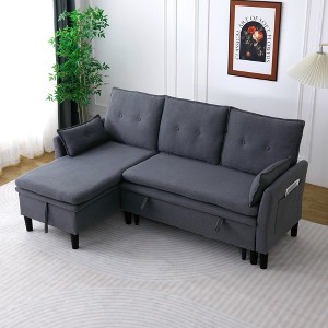 VASIP L-Shaped convertiable Chaise Sofa with Hidden Storage, Cotton-Linen Beige, for Office,Apartment - 1 of 4