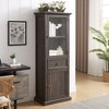 ORRD Modern Tall Storage Cabinet with 2 Glass Doors & Drawer, Freestanding Display Bookcase for Living Room, Office, Kitchen in Brown - 2 of 4