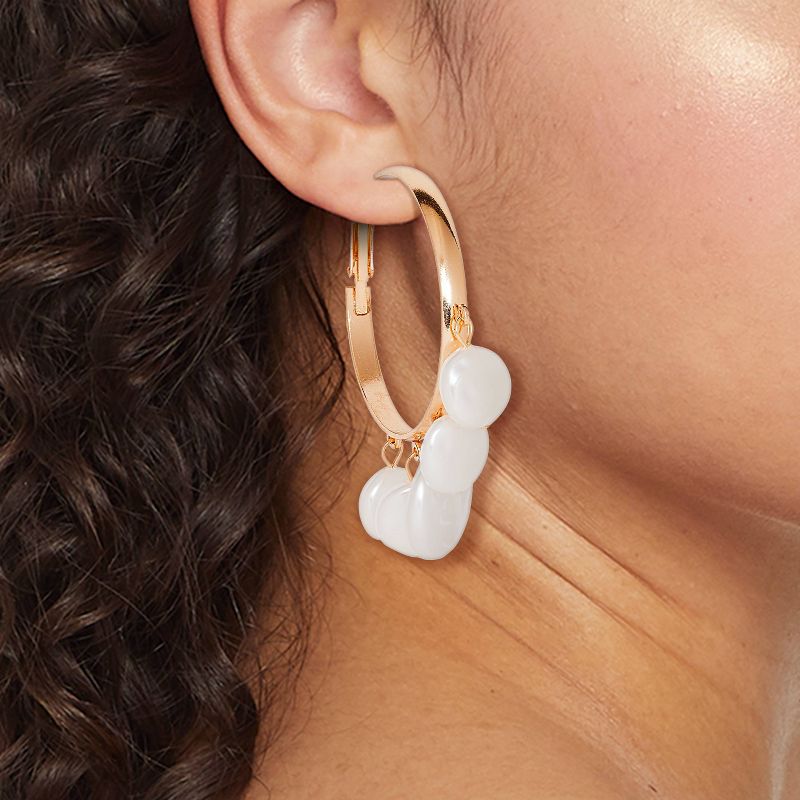 Multi Pearl Drop Hoop Earrings - A New Day™, 3 of 7