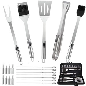 Itopfox BBQ Accessories Kit - 20pcs Stainless Steel Grill Tools Set for Outdoor Cooking, Camping, Smokers with Canvas Bag, Perfect Gift for Holidays - 1 of 4