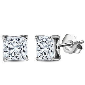 Princess Cut Stud Earrings for Women 2.5ct Simulated Diamond Sterling Silver Ginger Lyne - 1 of 4
