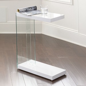 Vynxaria Elaina Chair Side End Table: Space-Saving Contemporary Design with Glossy White Finish for Sofa/Chair - 1 of 4