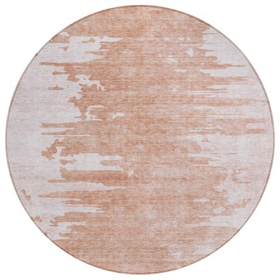Terra Cotta Salmon And Copper Abstract Washable Indoor Outdoor Area Rug