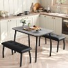 GOCAPTAIN Dining Table Set for 4, Rectangular Wood Kitchen Table with 2 Upholstered Chairs, Modern Farmhouse Dining Set for Small Spaces, Kitchen Room - 3 of 4