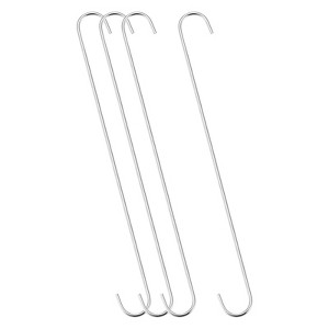 Unique Bargains S-shaped Extra Long Steel for Garden Bathroom Closet Hooks 4 Pcs - 1 of 4