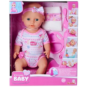 Simba Toys Newborn Drink & Wet 17" Baby Doll with 8 Accessories Ages 3+ - 1 of 4