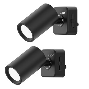 DORESshop 2-Pack 1W Plug-in Light Sensor Adjustable Cylinder Night Lights, Black Housing, Dimmable Amber 2000K - 1 of 4