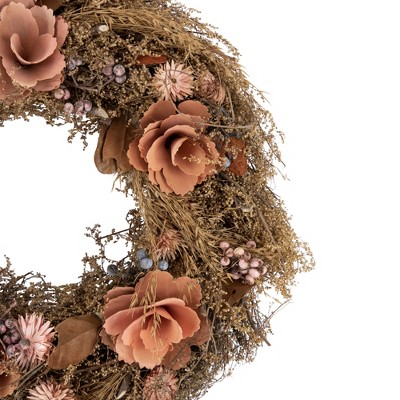 Northlight Twig and Shaved Wood Flowers Wreath - Thumbnail 2