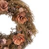 Northlight Orange and Coral Pink Twig and Floral Autumn Harvest Wreath, 13.75-Inch, Unlit - 3 of 3