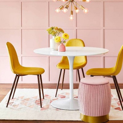 Our Statement Yellow Pink Dining Room, Yellow Dining Table Chairs
