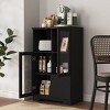 GlasFlength Decorative Storage Cabinets Modern Glass Door Cabinet with Adjustable Shelves for Living Room Bedroom, Black, 25.6"*11.8"*39.4" - 2 of 4