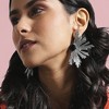 SOHI Women's Onyx Black Metallic Flora Drop Earrings - 3 of 4