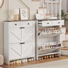 Shoe Storage Cabinet with 2 Flip Drawers and 2 Storage Cabinet, Entryway Shoe Rack, Farmhouse Wooden Shoe Cabinet for Hallway and Entryway - 2 of 4