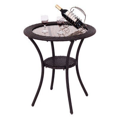 Glass Top Wicker Patio Table Target, Dominico Outdoor Cast Stone Side Table