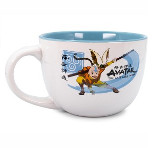 Silver Buffalo Avatar: The Last Airbender Aang and Momo Ceramic Soup Mug | Holds 24 Ounces - 1 of 4