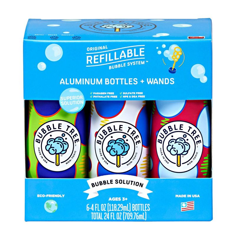 Bubble Tree Aluminum Bottles & Wands Bubble Solution - 4 fl oz Each, 4 of 8