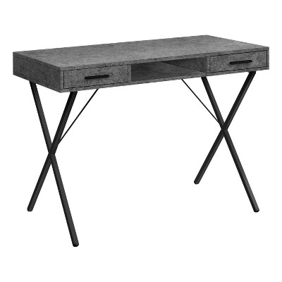 Monarch Specialties Computer Desk Home Office Laptop Left Right Set-Up Storage Drawers 42InchL Work Metal Laminate Grey Black Contemporary Modern