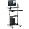 Mount-It! Height Adjustable Mobile Stand Up Desk, Rolling Presentation Cart with Monitor Arm - Black - 4 of 4