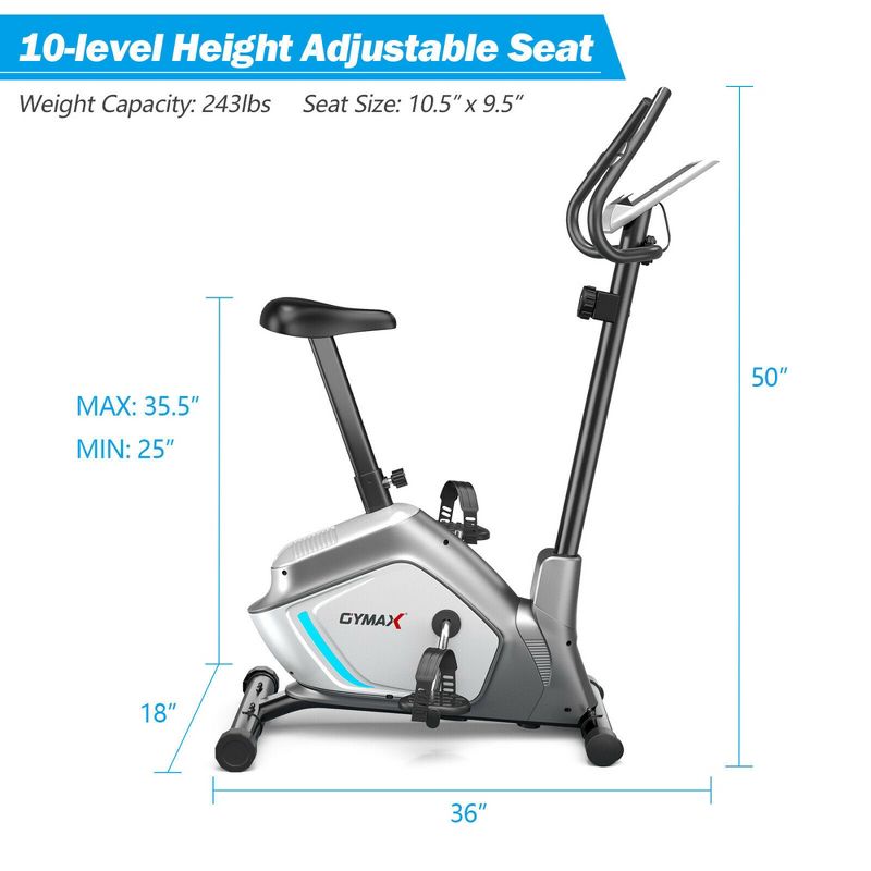 Costway Magnetic Exercise Bike Upright Cycling Bike w/ LCD Monitor & Pulse Sensor, 2 of 11