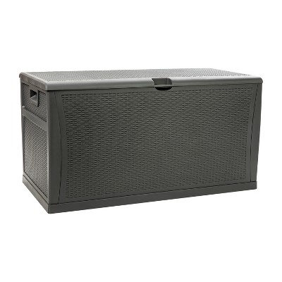 120 Gallon Outdoor Storage Bin Resin Patio Cushion Storage Box Patio Storage Box Black 