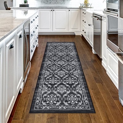 WhizMax Modern Rugs Floral Print Mat Non-Slip Boho Low Pile Non-Shedding Carpet
