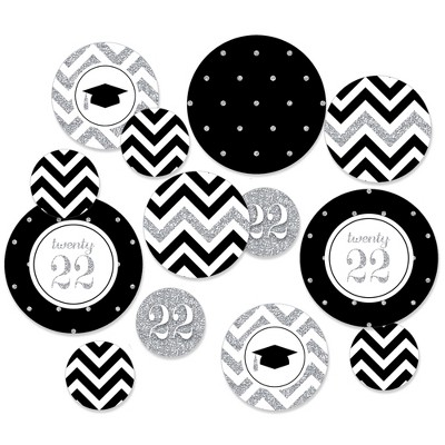 Big Dot of Happiness Silver Tassel Worth The Hassle - 2022 Graduation Party Giant Circle Confetti - Graduation Party Décor - Large Confetti 27 Count