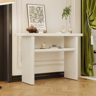 Modern Console Table, Elegant Minimalist Console Table With Rounded Edges And 2-Tier Open Storage Shelf, Display Shelf For Home Entryway Living Room