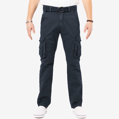 X Ray Men's Belted Classic Fit Cargo Pants In Navy Size 30x30