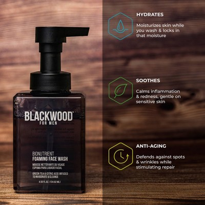 Blackwood for Men BioNutrient Foaming Face Wash - 4.55 fl oz: Vegan, Paraben-Free, With Green Tea, Suited for All Skin Types