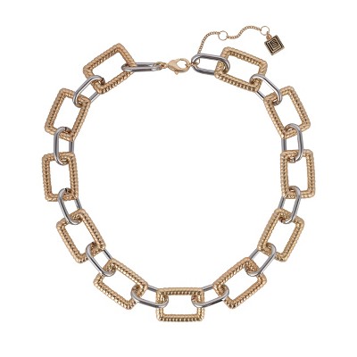 Laundry by Shelli Segal Gold Tone Square Link Collar Necklace