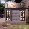 4 Drawers Storage Cabinet with 2 Sliding Glass Door & 6 Colors LED Light, Wood Dresser - 4 of 4
