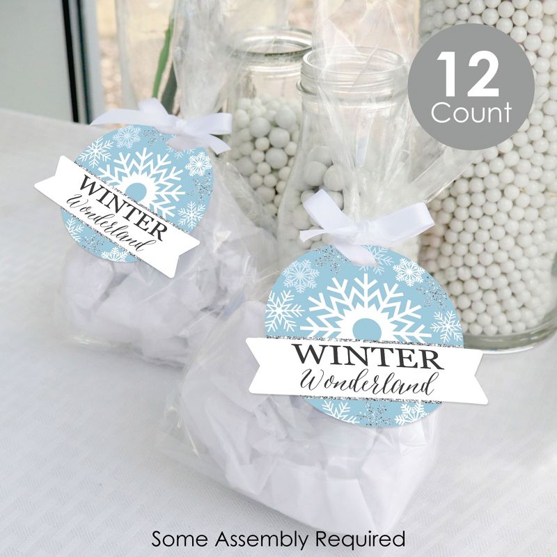 Big Dot of Happiness Winter Wonderland - Snowflake Holiday Party and Winter Wedding Clear Goodie Favor Bags - Treat Bags With Tags - Set of 12, 2 of 9