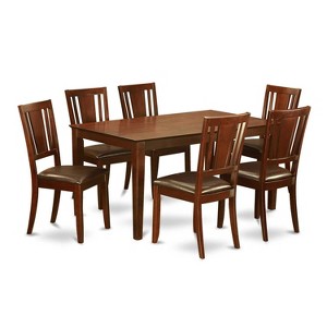 HomeStock 7-Piece Rectangle Mahogany Finish Solid Wood Top Dining Table with 6 Chairs - 1 of 4