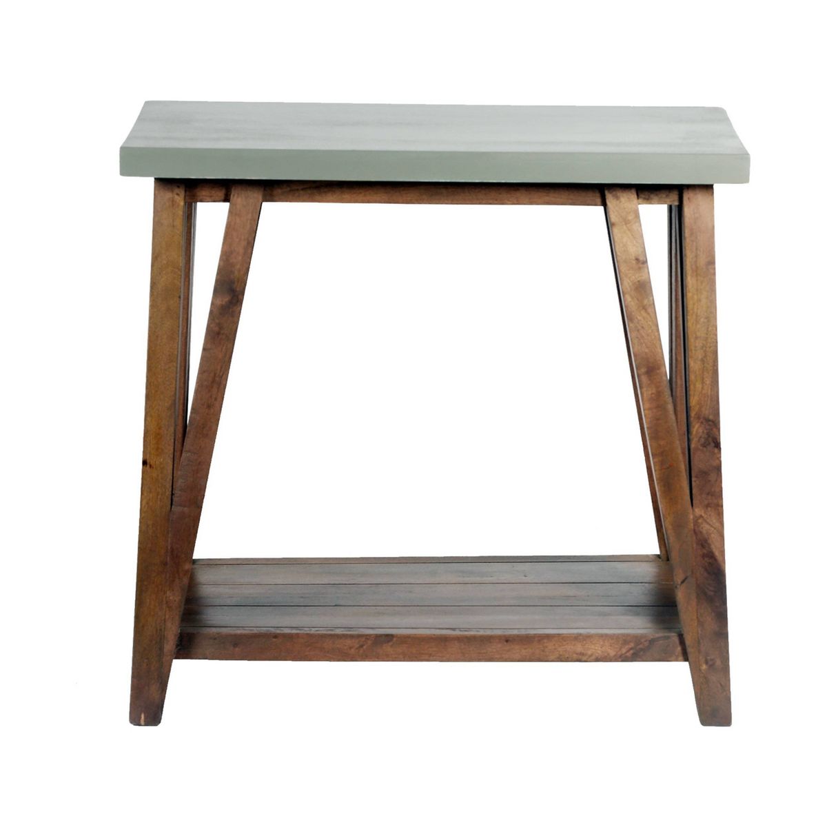 30" Brookside Console Media Table Concrete Coated Top and Wood Light Gray/Brown - Alaterre Furniture - thumbnail 2