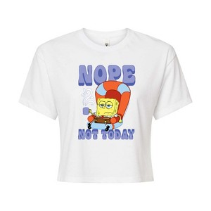 Women's - SpongeBob SquarePants - Not Today Spongebob Cropped Graphic T-Shirt - 1 of 4