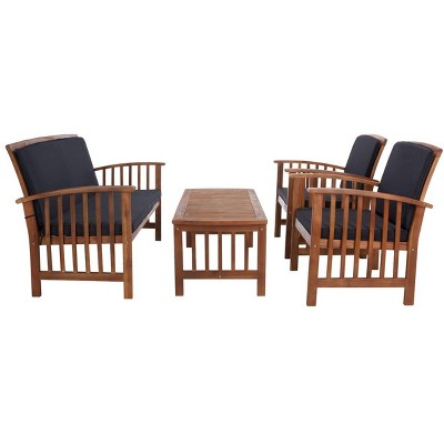 Rocklin 4-Piece Natural & Black Acacia Outdoor Set