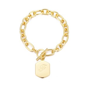 Adornia 14k Gold Plated Monogram Initial Chunky Toggle Bracelet - 1 of 1